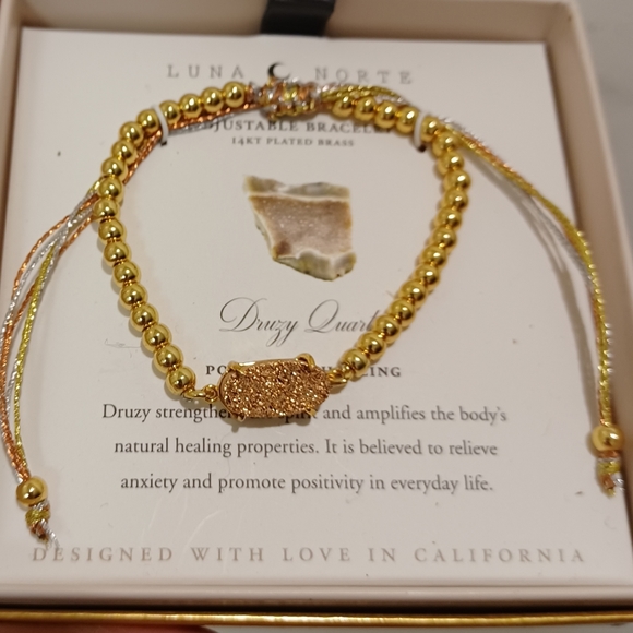 LUNA NORTE DRUSY QUARTZ  ADJUSTABLE BRACELET ONE SIZE FITS ALL NEW IN BOX - Picture 6 of 13